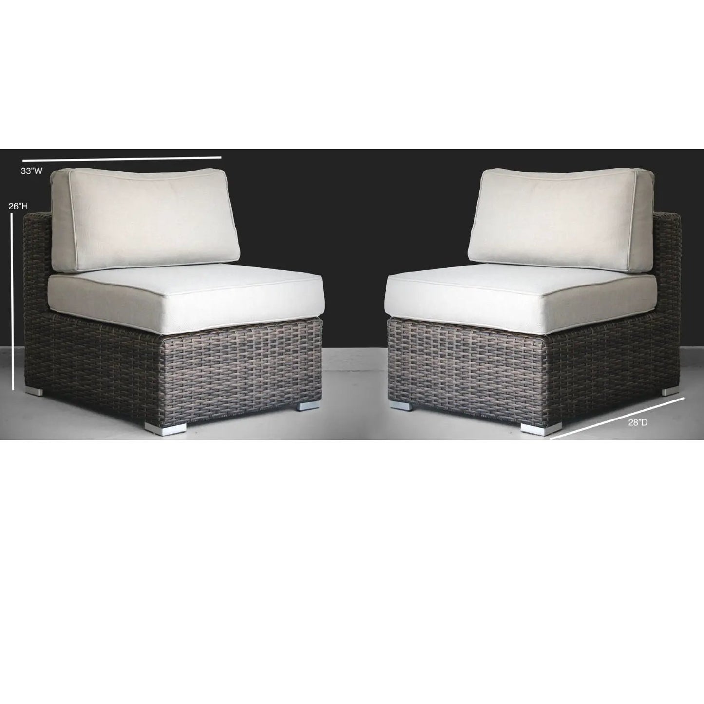 Minnesota Armless Patio Chairs Pair Set of 2