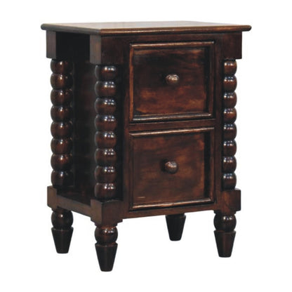 Nightstand HouseOfZazla solid wood spindle duo with two drawers in dark finish on Tampa Home & Garden Store