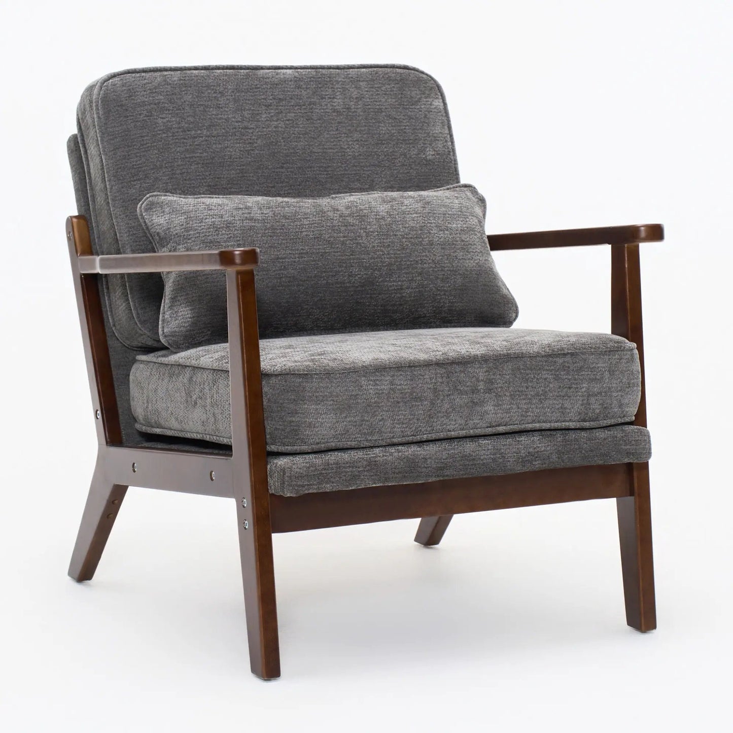 Living Room Chair with Lumbar Pillow Mid Century