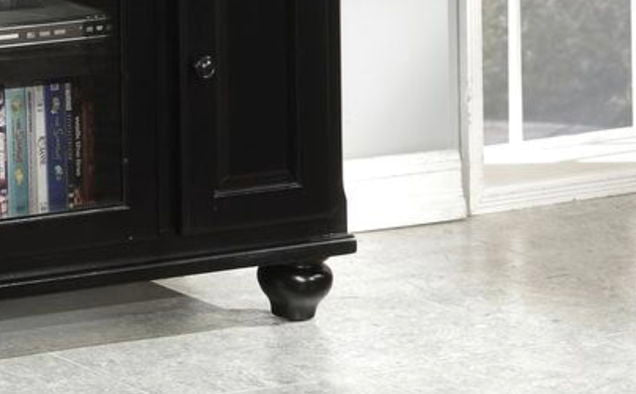 Ferla TV Stand in Black with rounded bun foot, black wood entertainment center by HouseOfZazla on Tampa Home & Garden Store