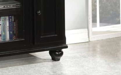Ferla TV Stand in Black with rounded bun foot, black wood entertainment center by HouseOfZazla on Tampa Home & Garden Store