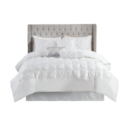 7 Piece Tufted Comforter Set White HouseOfZazla quilted comforter on gray headboard on Tampa Home & Garden Store