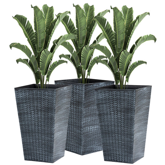 Planters set of 3 tall, dark woven planters with drainage holes by HouseOfZazla on Tampa Home & Garden Store