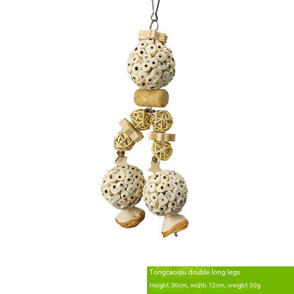 Parrot natural gnawing molar grinding toy beige beads and woven balls hanging Sell My Stuff on Tampa Home & Garden Store