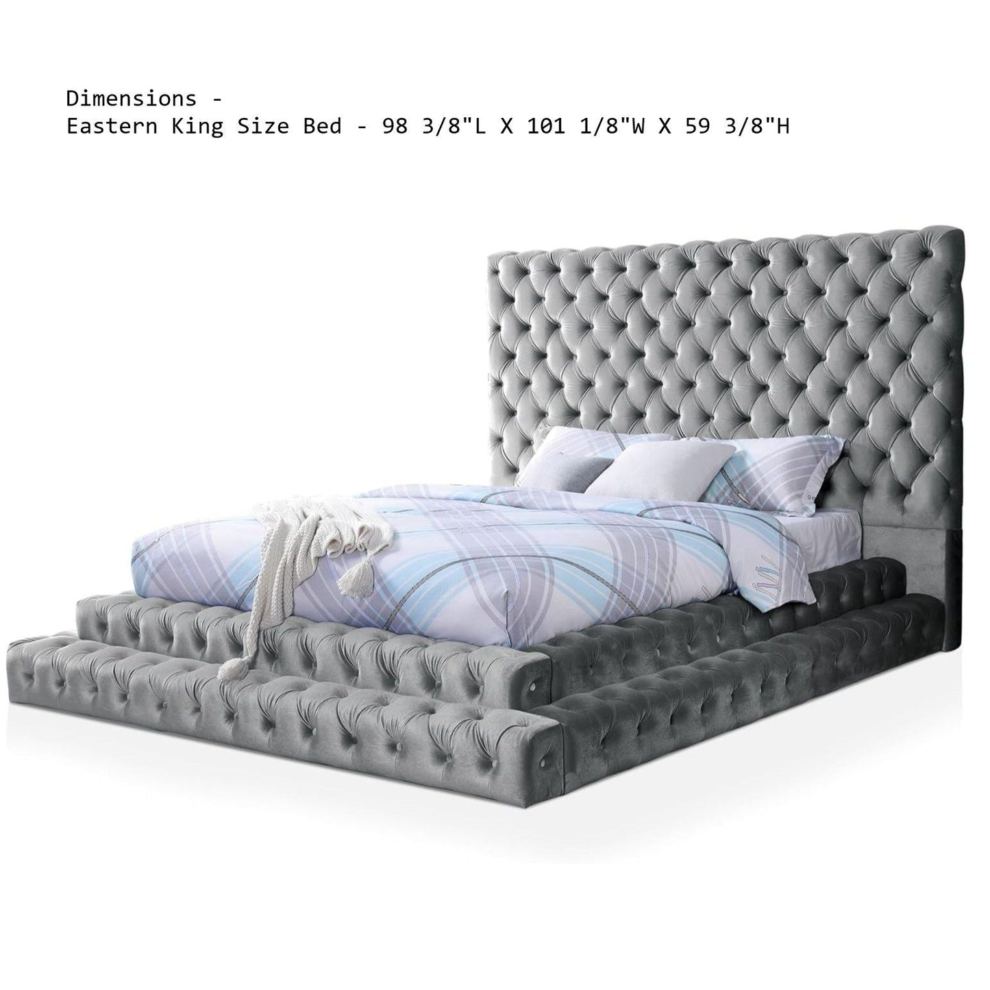Tufted Oversized Headboard and Upholstered Bed
