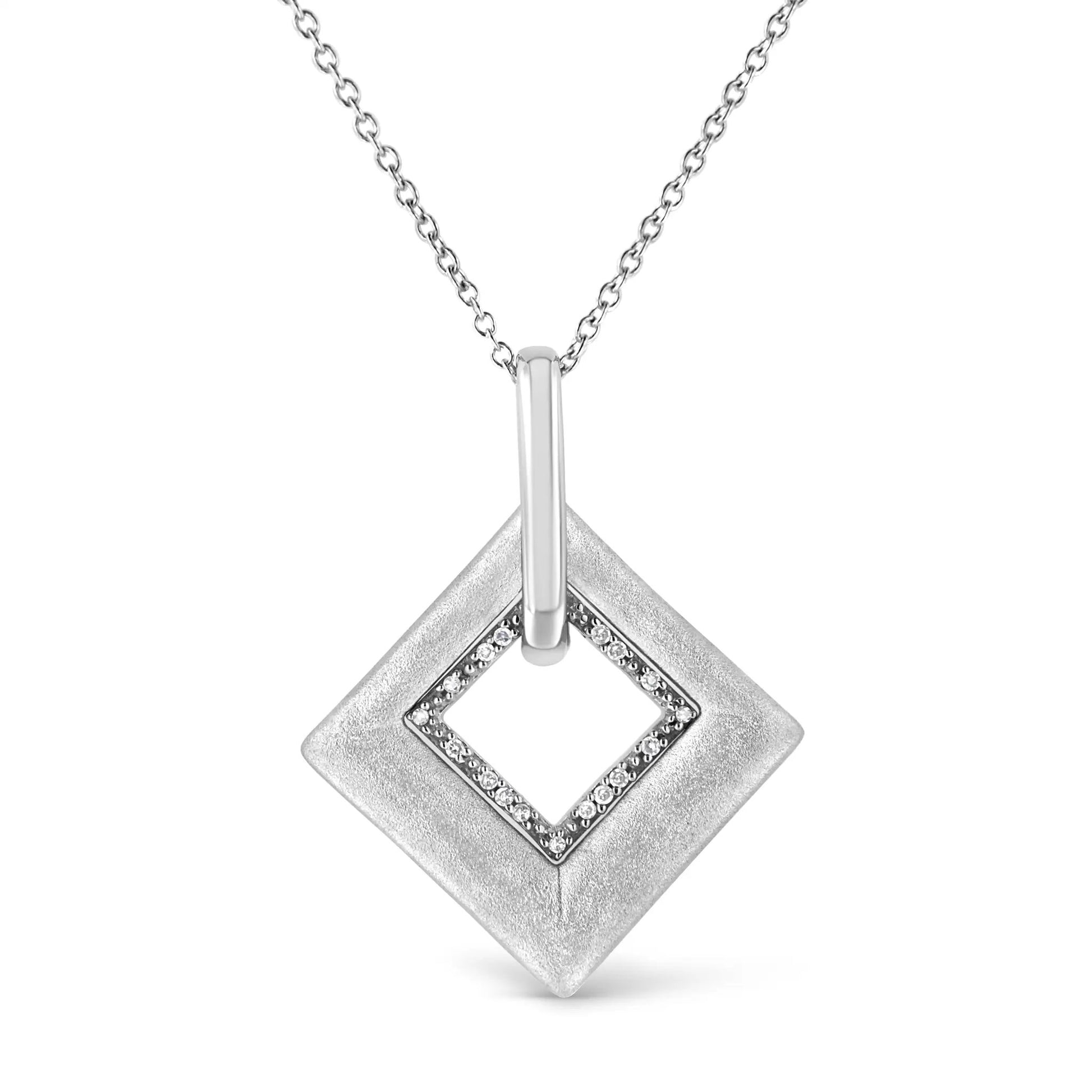 Sterling silver Bids.com 18in pave-set diamond accent kite pendant necklace on Tampa Home & Garden Store