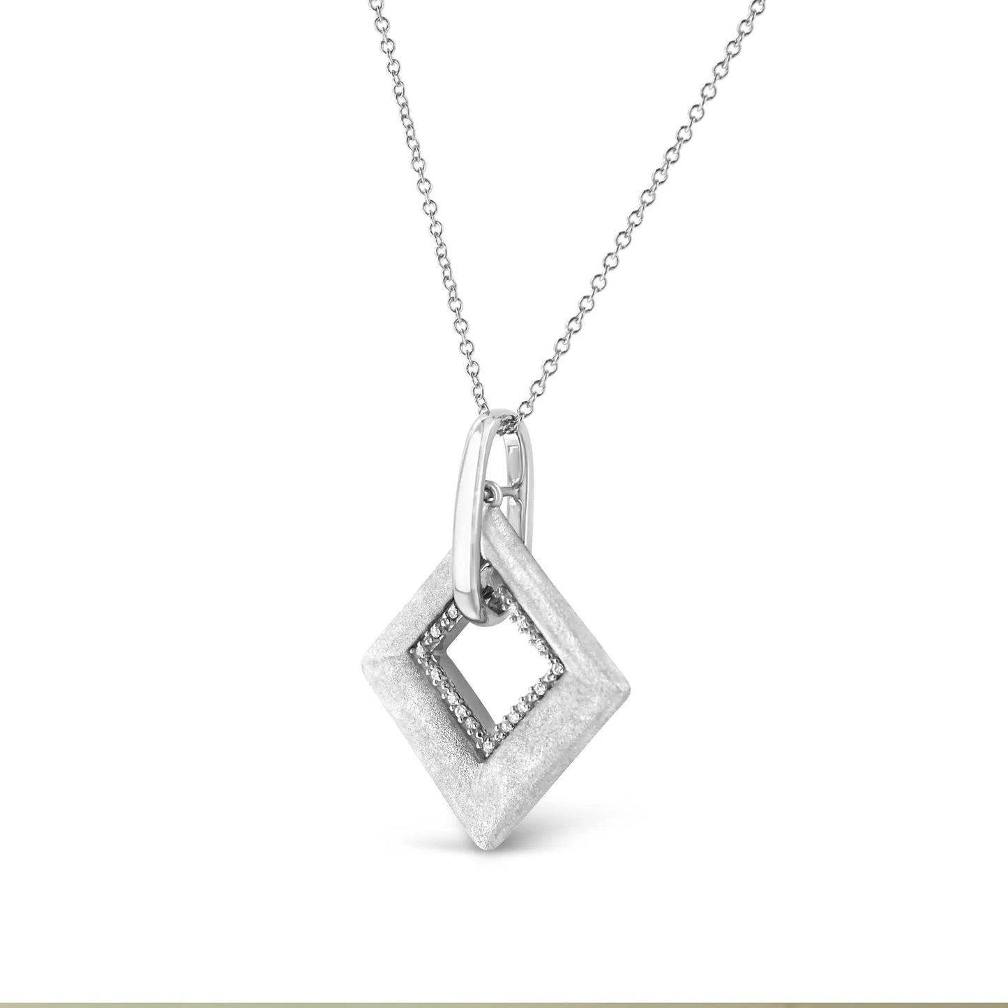 Sterling silver pave-set diamond kite pendant necklace on 18-inch chain on Tampa Home & Garden Store