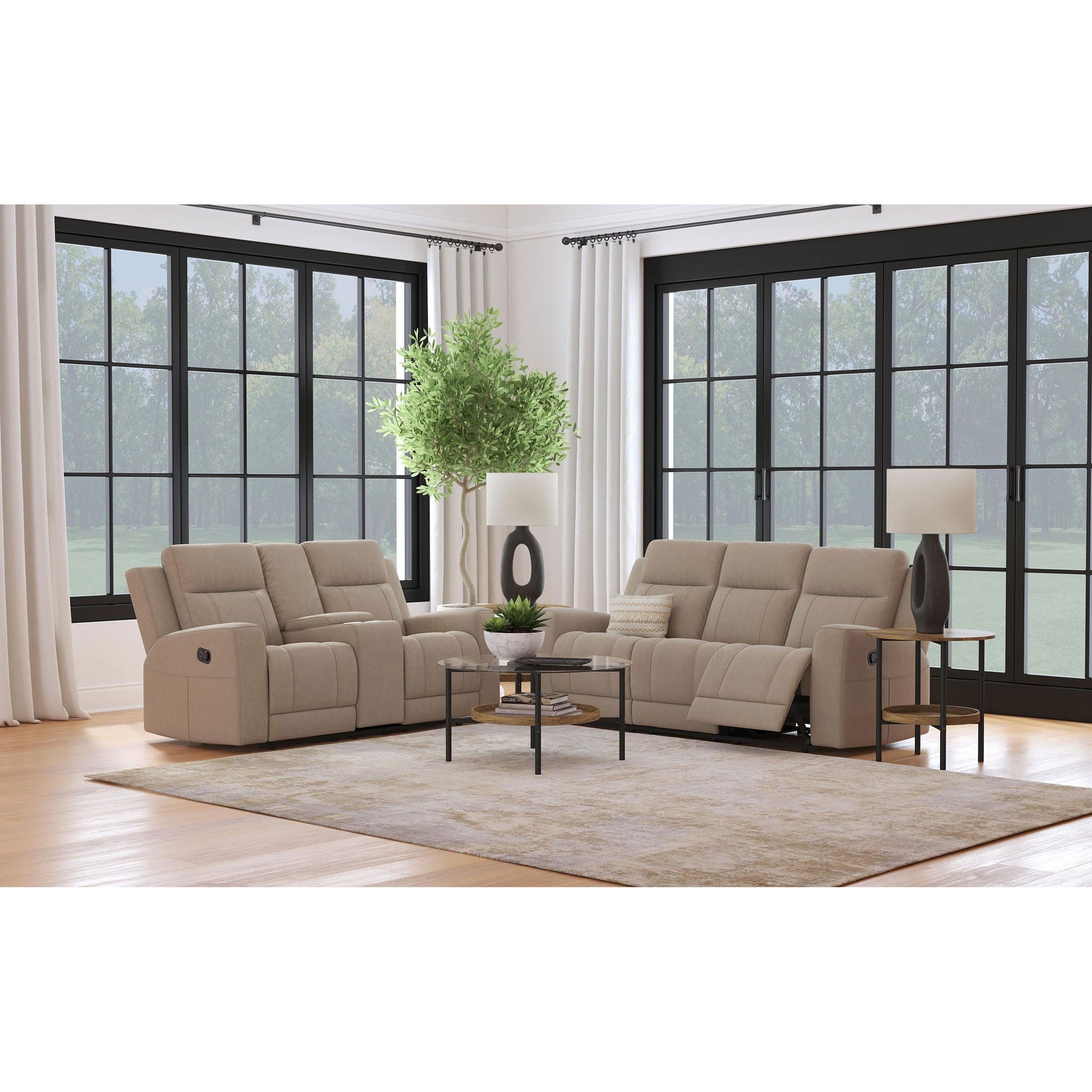 Slater 2-piece reclining sofa set in taupe fabric with manual recline by HouseOfZazla on Tampa Home & Garden Store