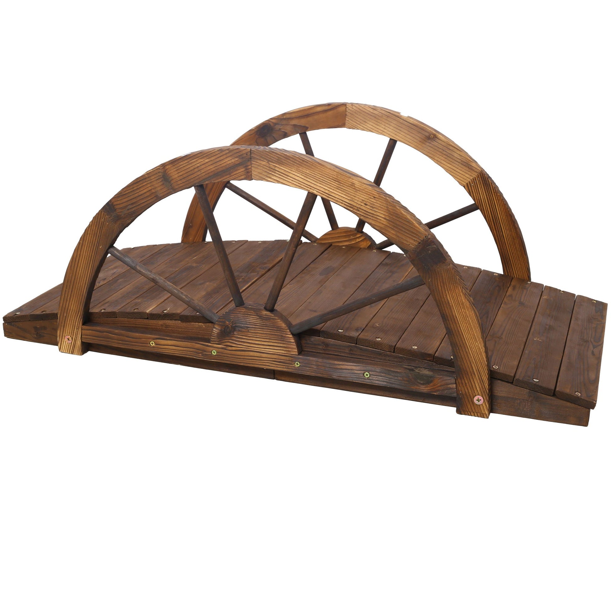 Wooden Garden Bridge Arc Footbridge by HouseOfZazla, brown solid wood with curved railings on Tampa Home & Garden Store