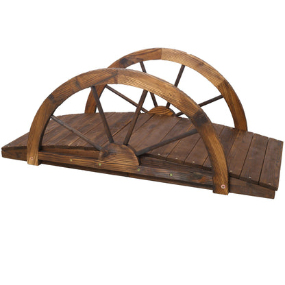 Wooden Garden Bridge Arc Footbridge by HouseOfZazla, brown solid wood with curved railings on Tampa Home & Garden Store