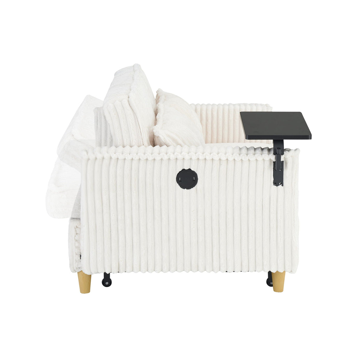 Pull Out Sofa With Movable Table and Usb Ports