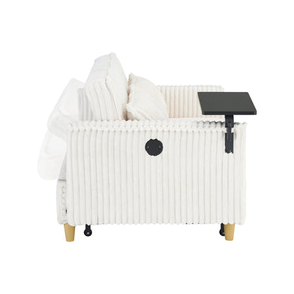Pull Out Sofa With Movable Table and Usb Ports