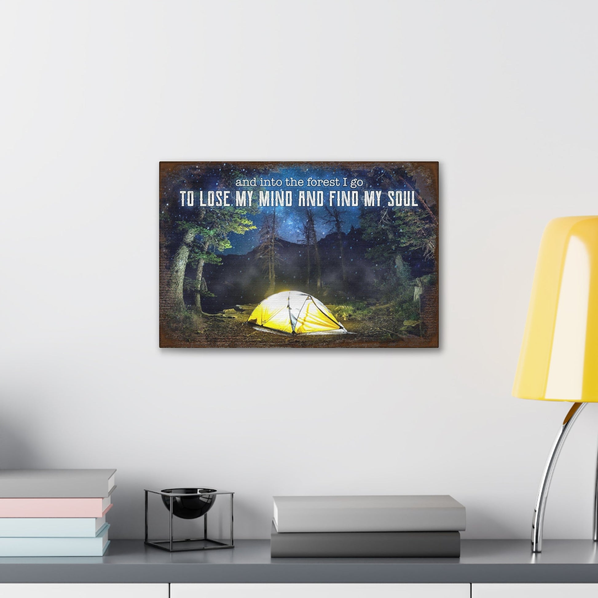 Canvas Gallery Wraps Tailored Canvases with a night forest scene and yellow tent under stars on Tampa Home & Garden Store