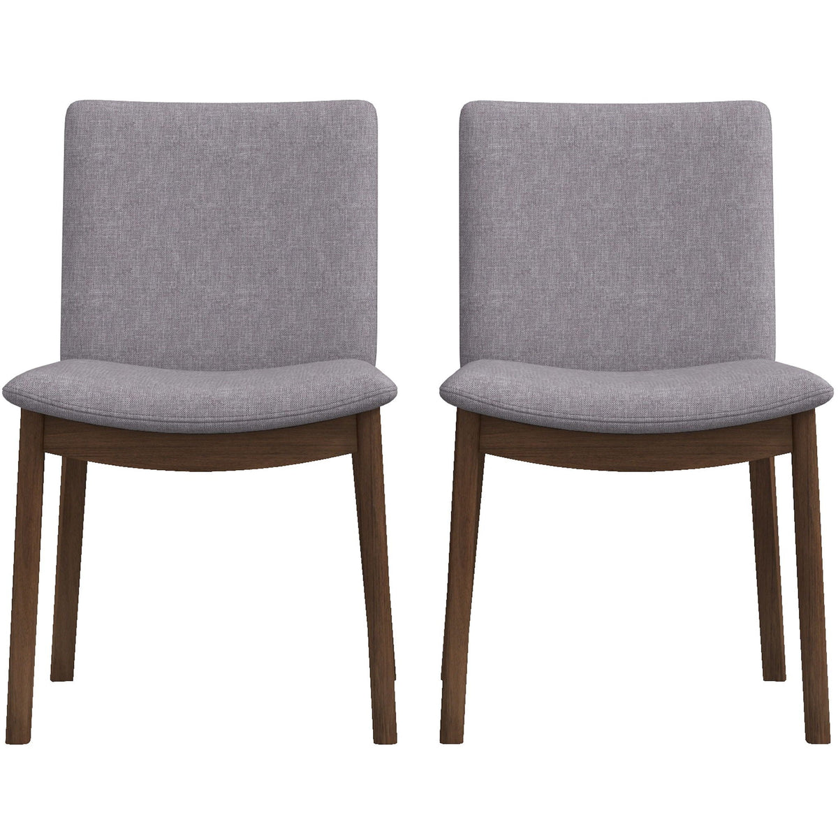 Mid-Century Modern solid wood dining chairs in grey fabric upholstery, set of 2 on Tampa Home & Garden Store