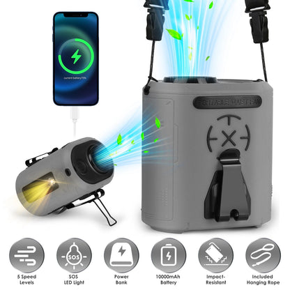 GemGear 5 in 1 portable waist belt fan with 5 speeds, built in flashlight and 10000mAh battery on Tampa Home & Garden Store