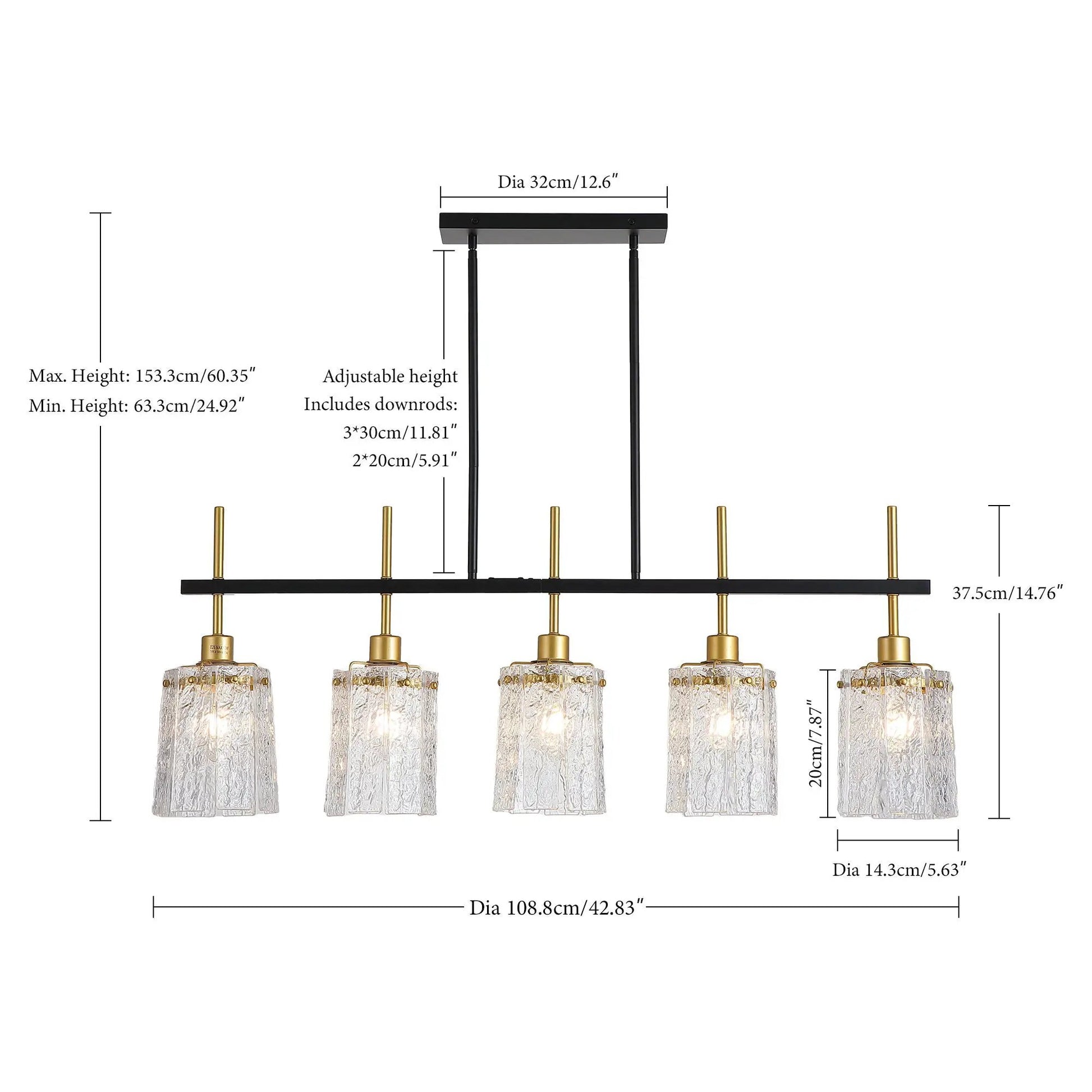 Chandelier 5-light black and gold fixture with crystal glass shades by Unique Piece Furniture on Tampa Home & Garden Store