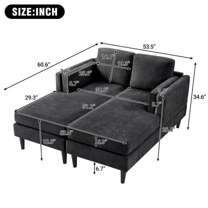 Chaise Lounge Sofa Bed With Dual Layer Armrests