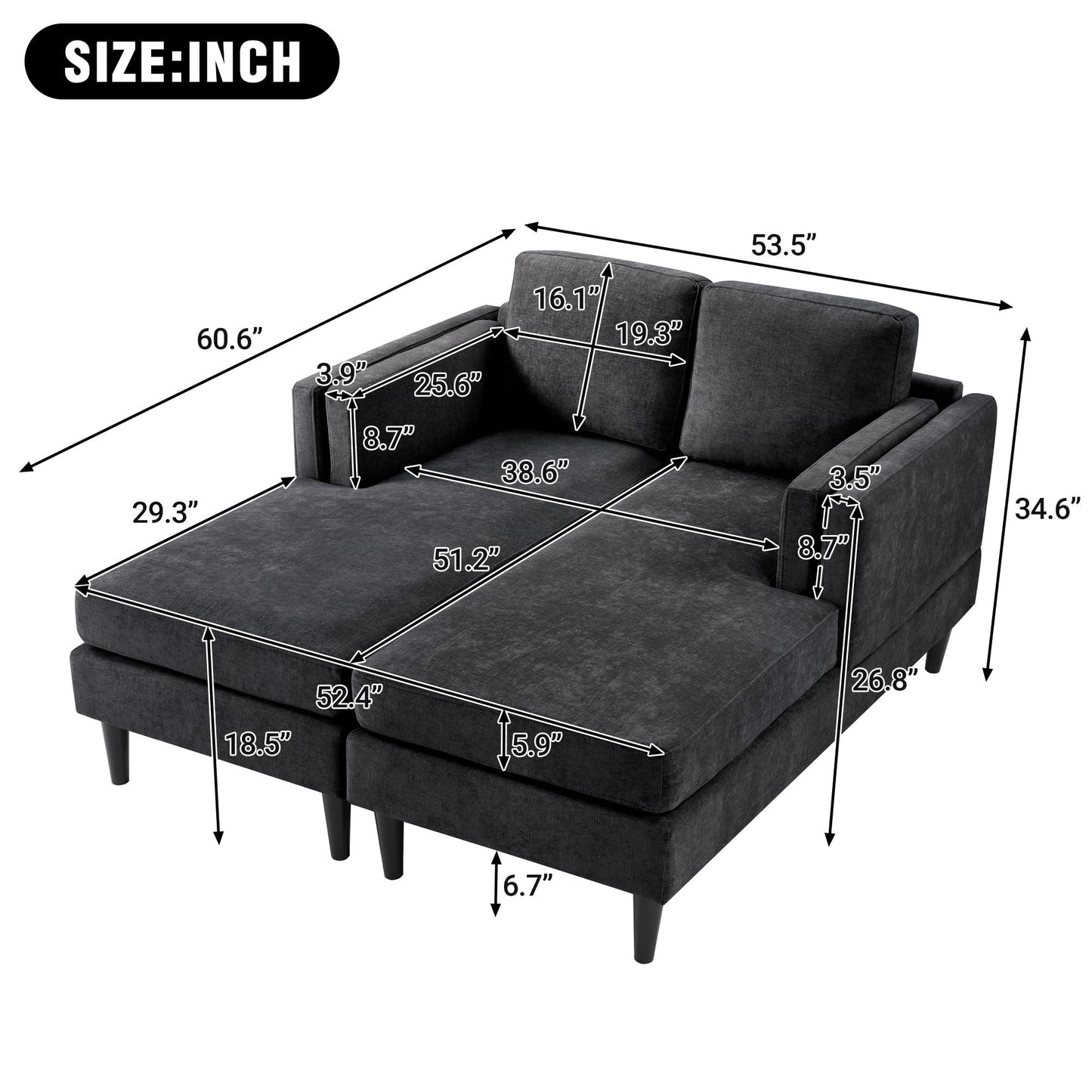 Modern Chaise Lounge Sofa Bed and Soft Fabric
