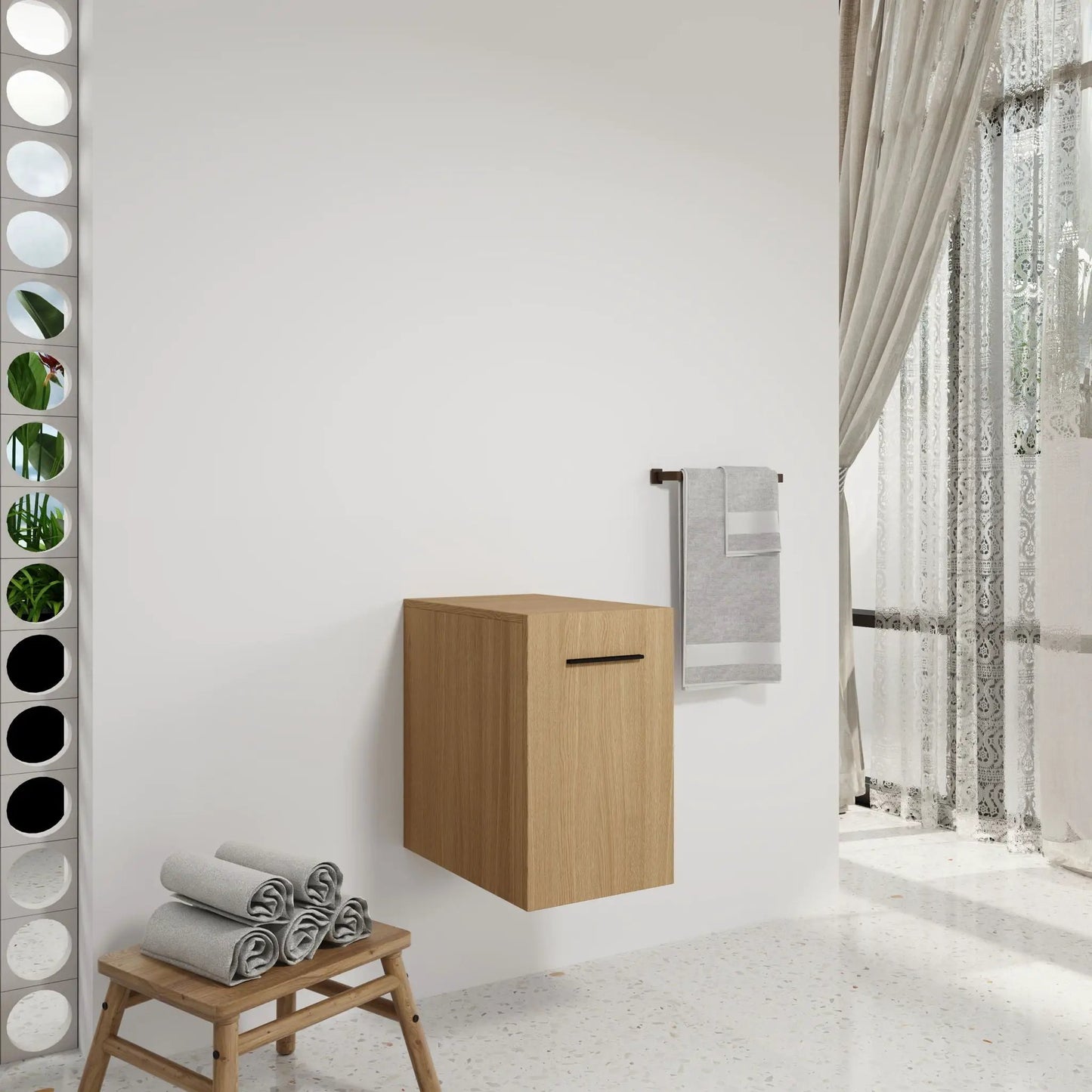 Floating light oak bathroom vanity base cabinet, wall mounted storage by Unique Piece on Tampa Home & Garden Store