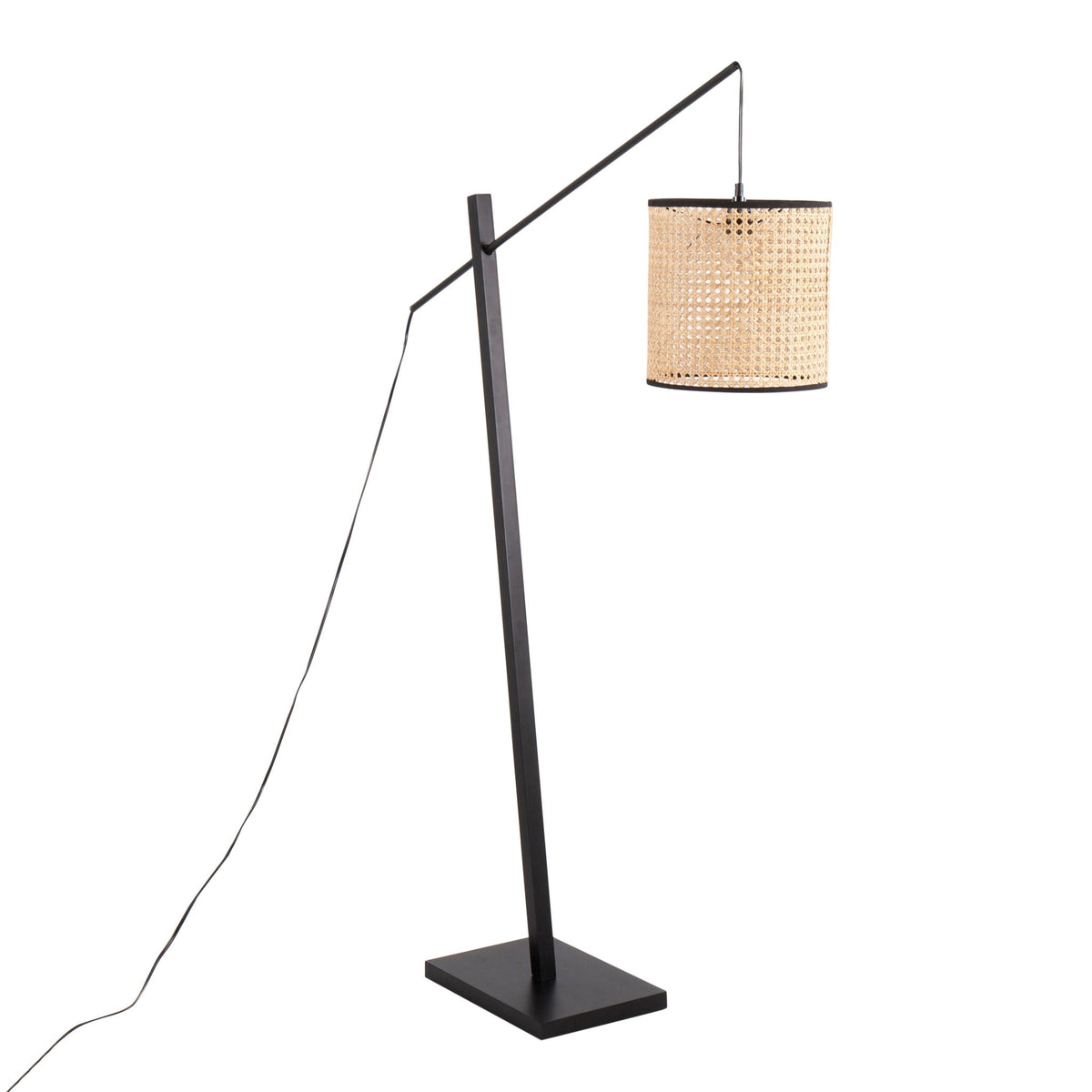 Arturo floor lamp by HouseOfZazla with black metal frame and beige drum shade on Tampa Home & Garden Store