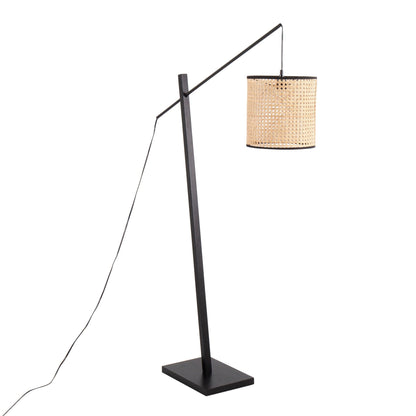 Arturo floor lamp by HouseOfZazla with black metal frame and beige drum shade on Tampa Home & Garden Store