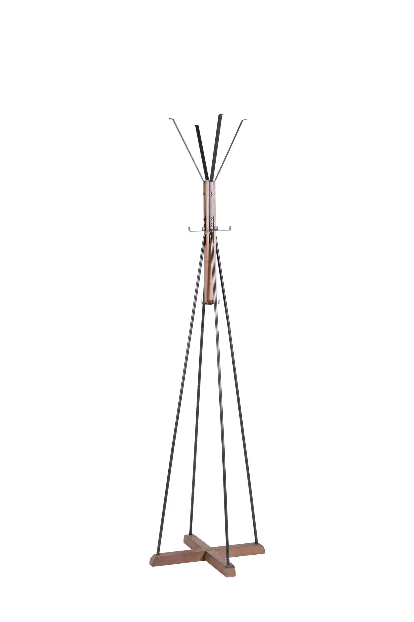 Reclaimed wood and metal freestanding coat rack with multiple hooks in natural finish on Tampa Home & Garden Store