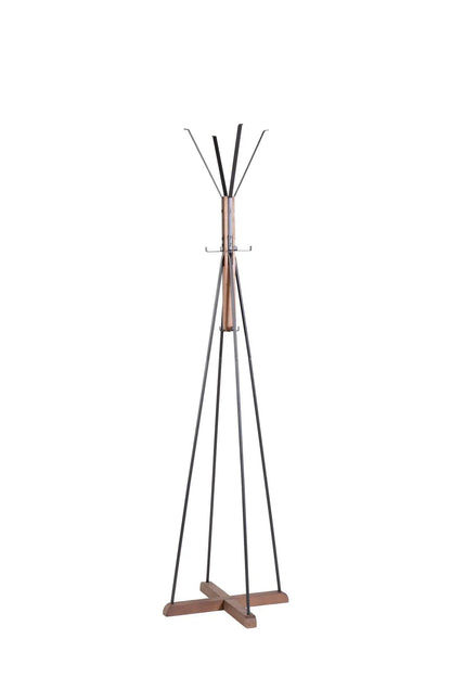 Reclaimed wood and metal freestanding coat rack with multiple hooks in natural finish on Tampa Home & Garden Store