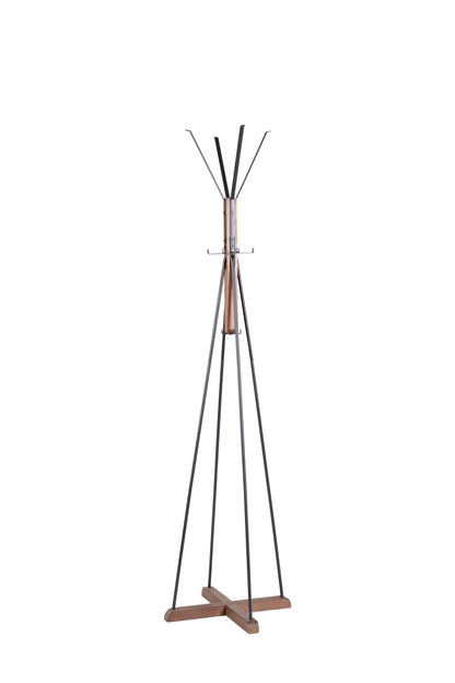 Reclaimed wood and metal freestanding coat rack with multiple hooks, natural finish on Tampa Home & Garden Store