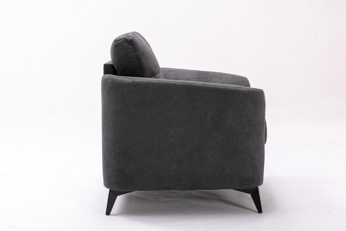 Callie woven fabric arm chair charcoal gray by HouseOfZazla with angled legs on Tampa Home & Garden Store
