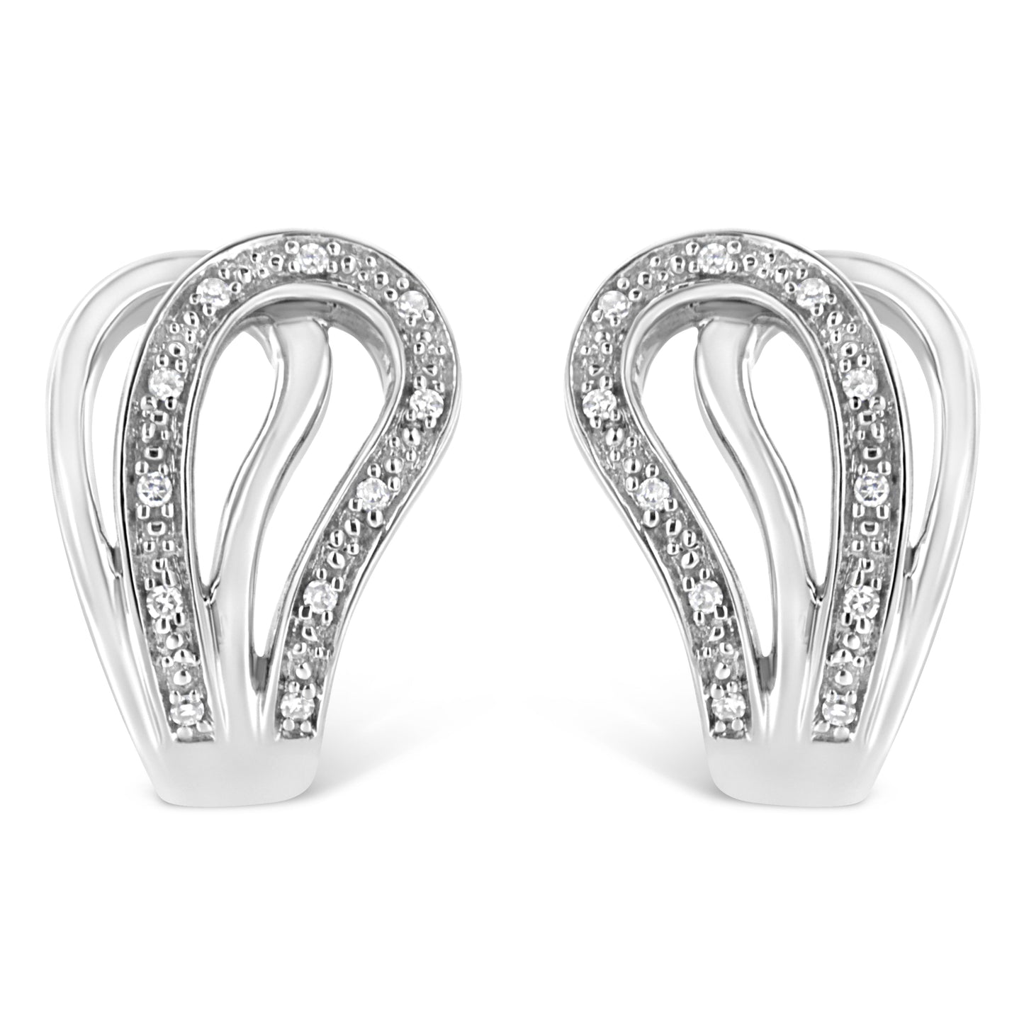 Pair of .925 sterling silver pave-set diamond-accent horseshoe hoop earrings by Bids.com on Tampa Home & Garden Store