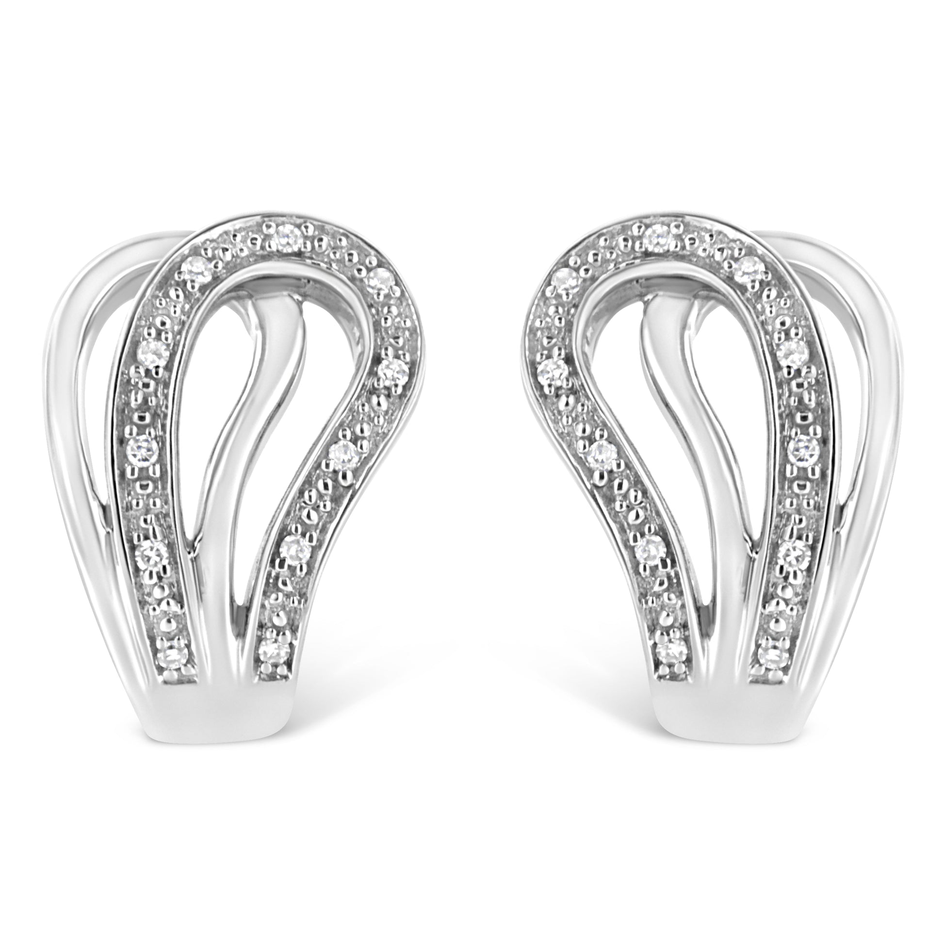 Pair of .925 sterling silver pave-set diamond-accent horseshoe hoop earrings by Bids.com on Tampa Home & Garden Store