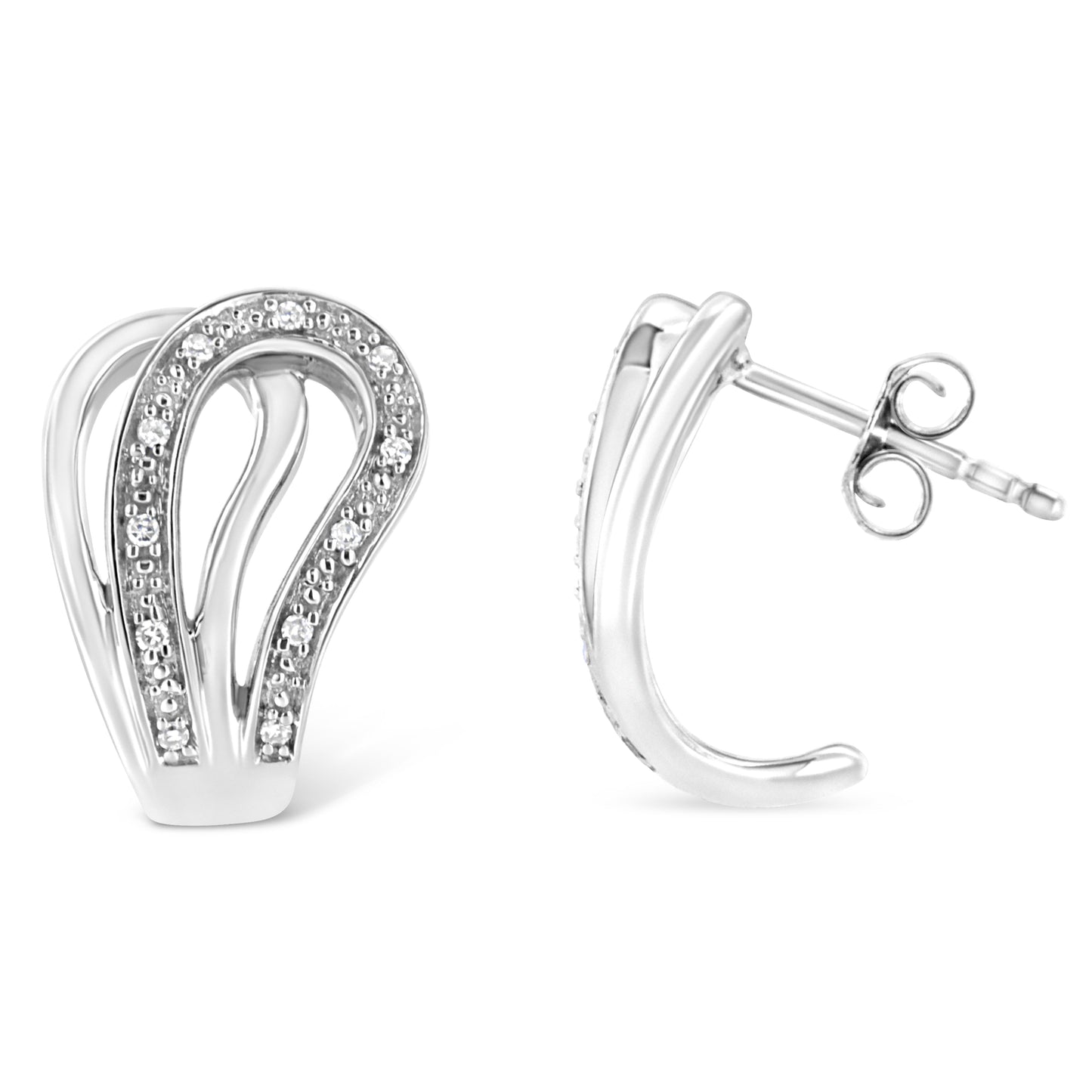 Sterling silver horseshoe hoop earring with pave diamonds I-J color, I1-I2 clarity Bids.com on Tampa Home & Garden Store
