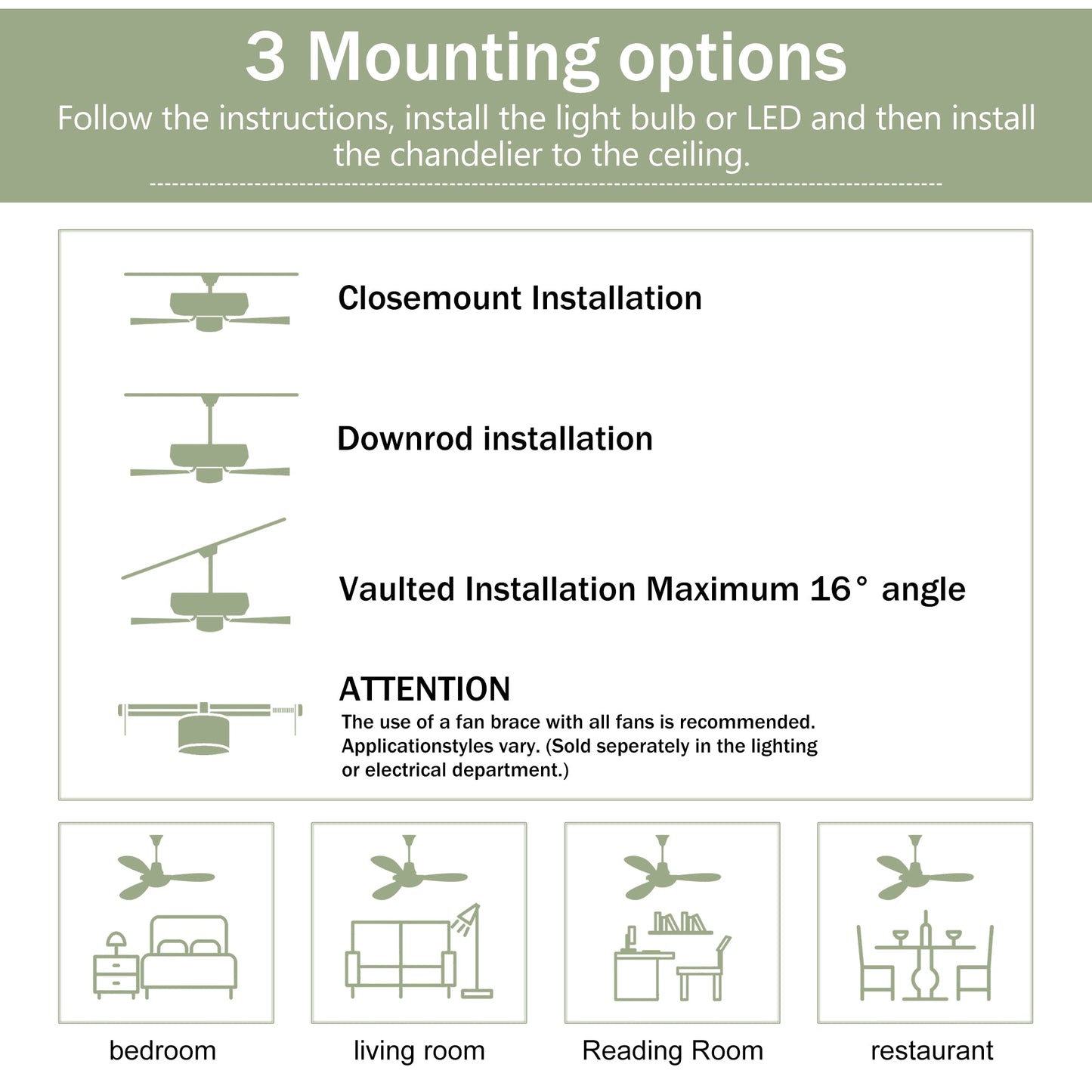 52in solid wood blades ceiling fan with light and remote by HouseOfZazla installation guide on Tampa Home & Garden Store
