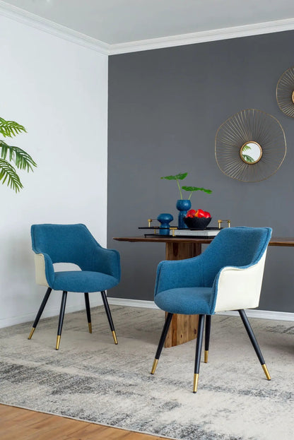 Blue Velvet Side Chair Set of 2 for Living Room