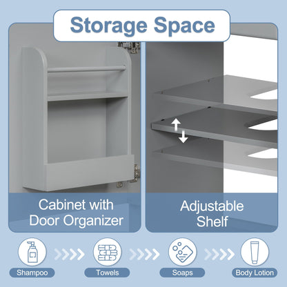 Bathroom vanity with sink and adjustable shelf in gray on Tampa Home & Garden Store