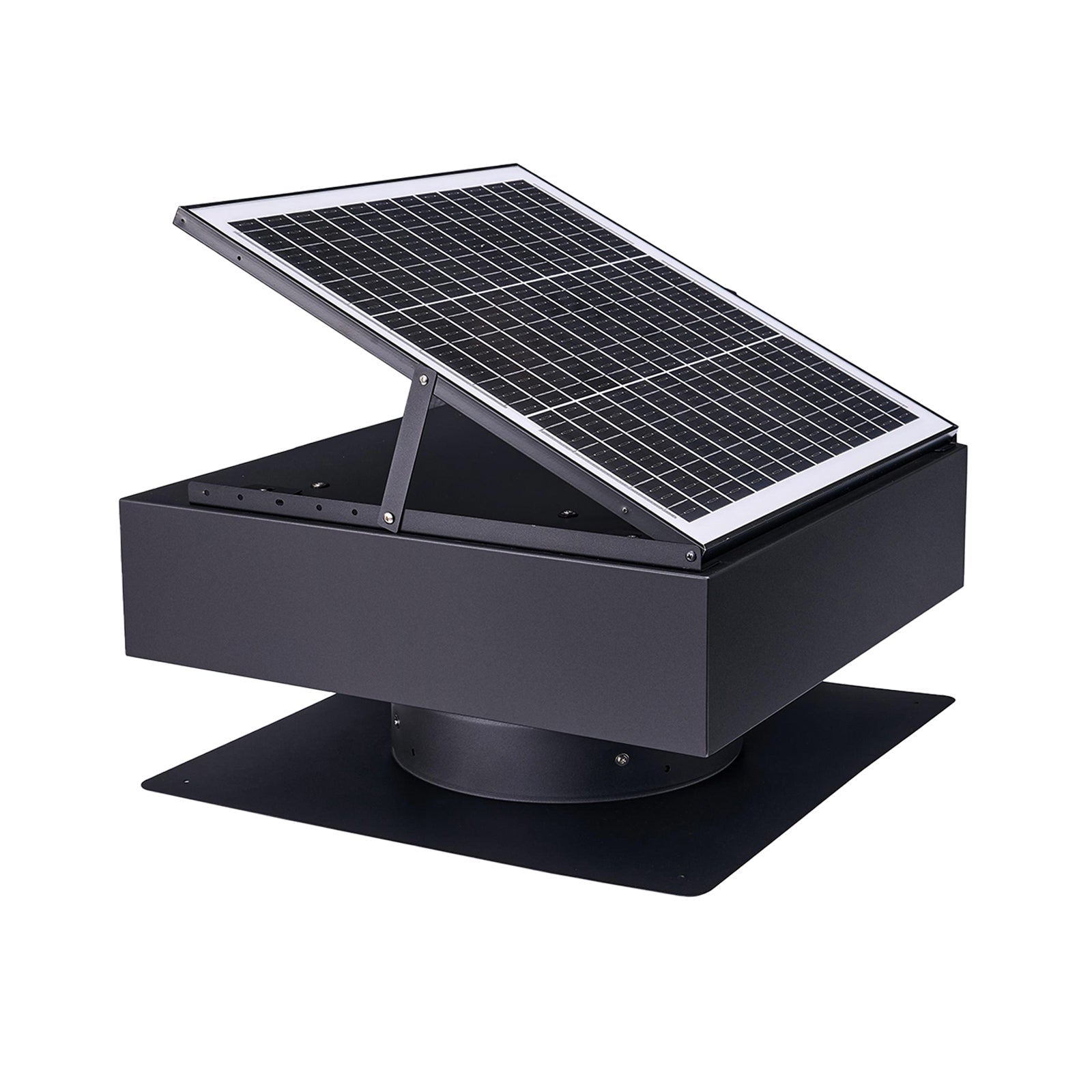 12-inch solar roof vent fan with tilt mount on black metal housing HouseOfZazla on Tampa Home & Garden Store