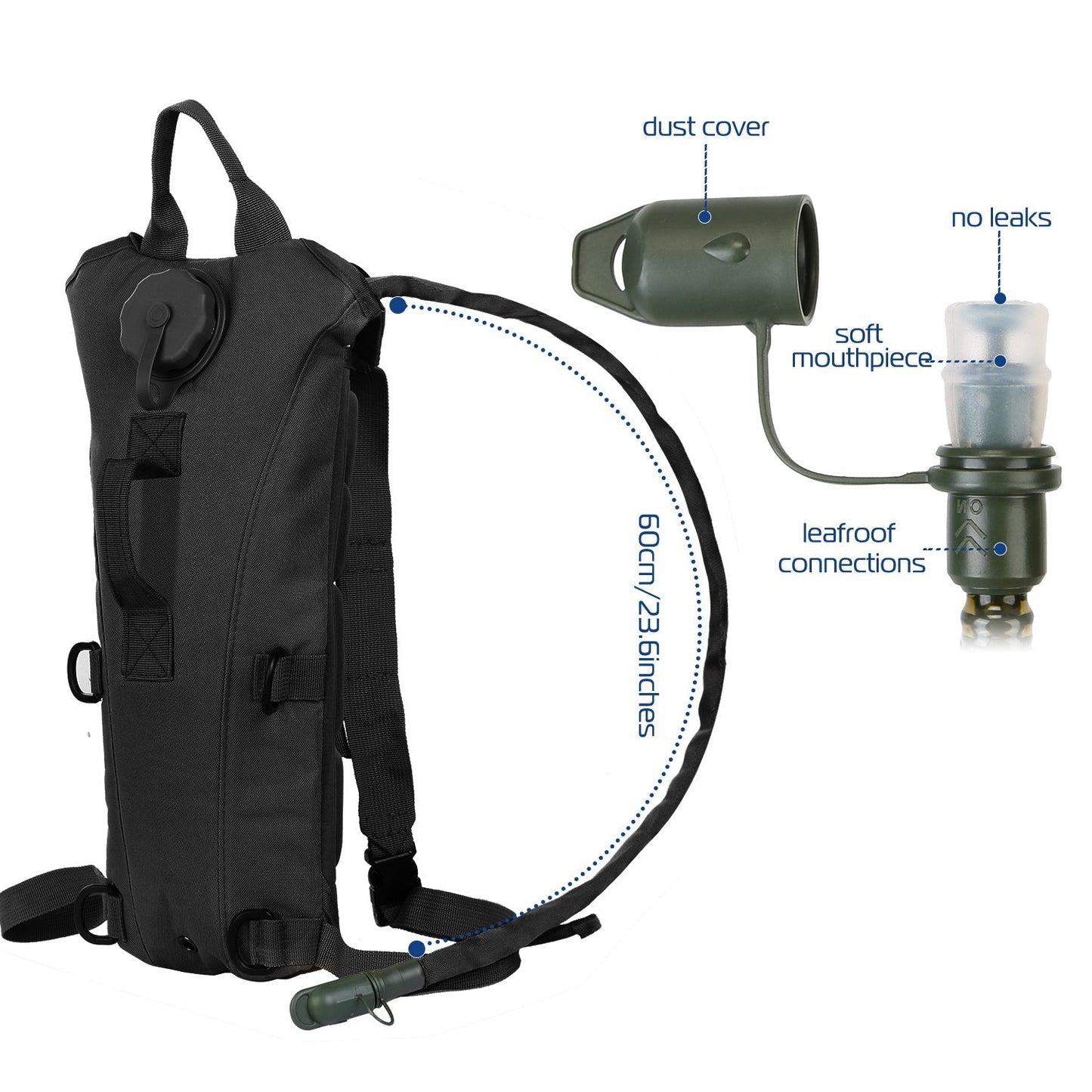 iMounTEK Tactical Hydration Pack 3L water bladder backpack black with green hose GemGear on Tampa Home & Garden Store