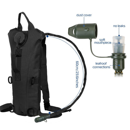 iMounTEK Tactical Hydration Pack 3L water bladder backpack black with green hose GemGear on Tampa Home & Garden Store