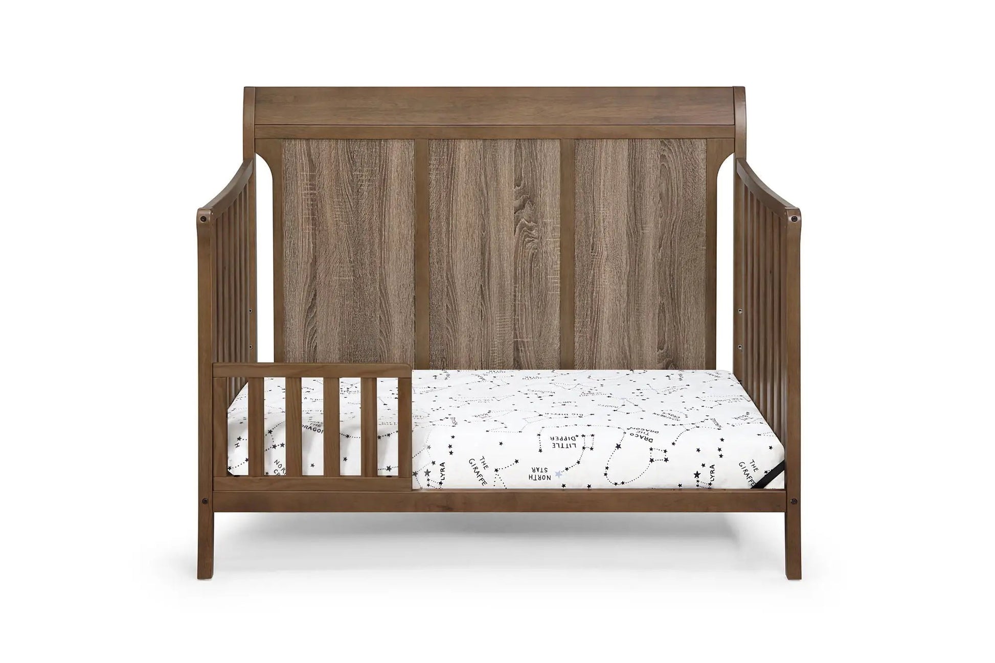 Shailee 4-in-1 Convertible Crib, wooden brown finish with slatted sides on Tampa Home & Garden Store