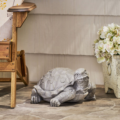 Outdoor Turtle Statue gray stone-textured garden decor for outdoors on Tampa Home & Garden Store