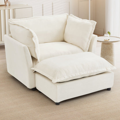 Modern Fabric Armchair with a Movable Ottoman