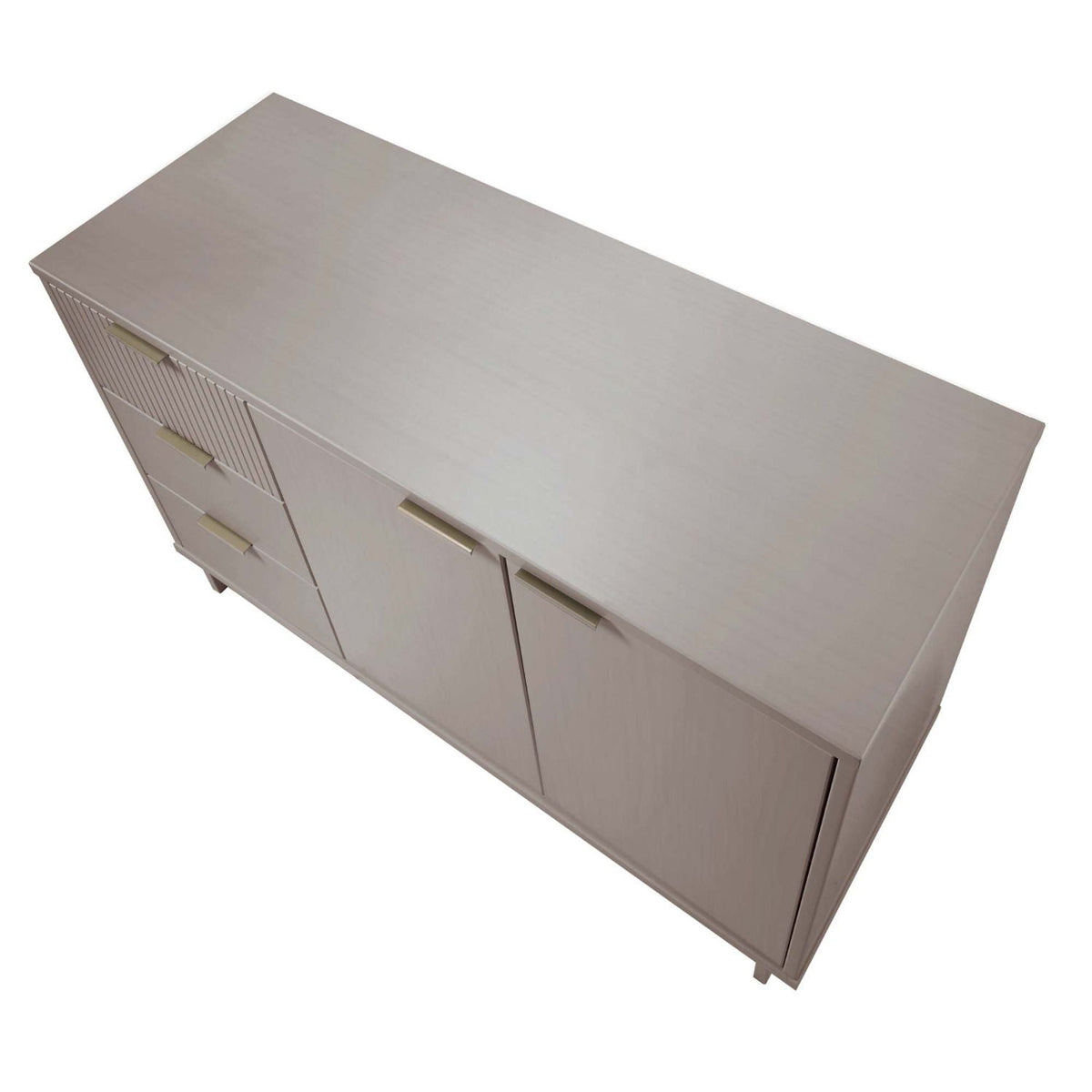 Granville Sideboard with full ext drawers in light gray wood finish brass handles HouseOfZazla on Tampa Home & Garden Store