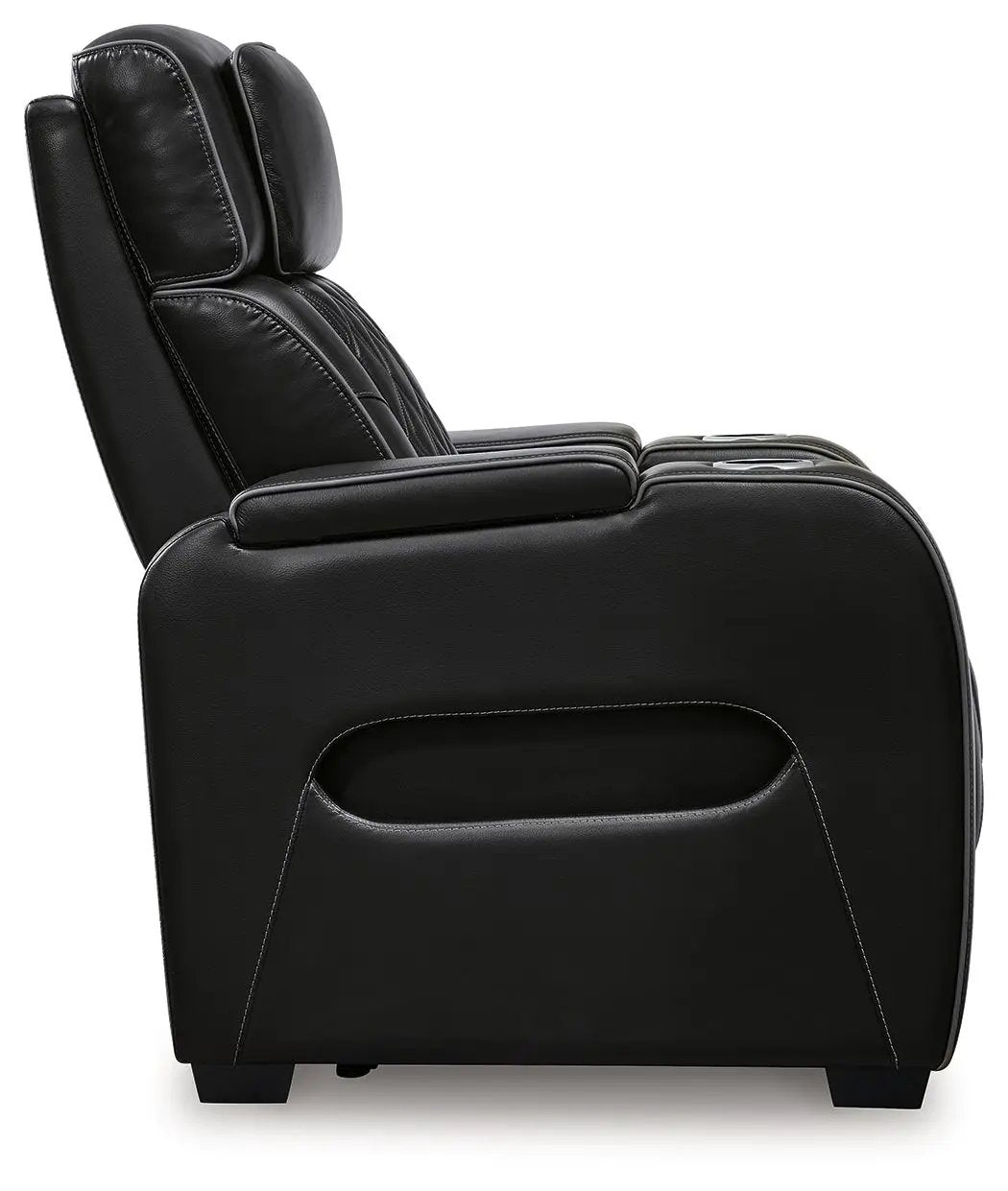 Boyington power recliner with adjustable headrest, black leather, by Unique Piece Furniture on Tampa Home & Garden Store