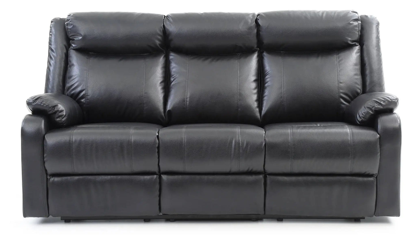 Contemporary Three Seater Reclining Sofa in black leather by Unique Piece Furniture on Tampa Home & Garden Store