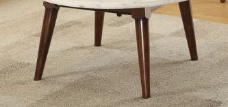 Gasha coffee table with white marble top and walnut tapered legs on Tampa Home & Garden Store