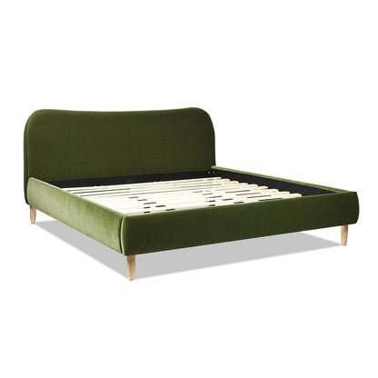 Curved Headboard and Upholstered Platform Bed