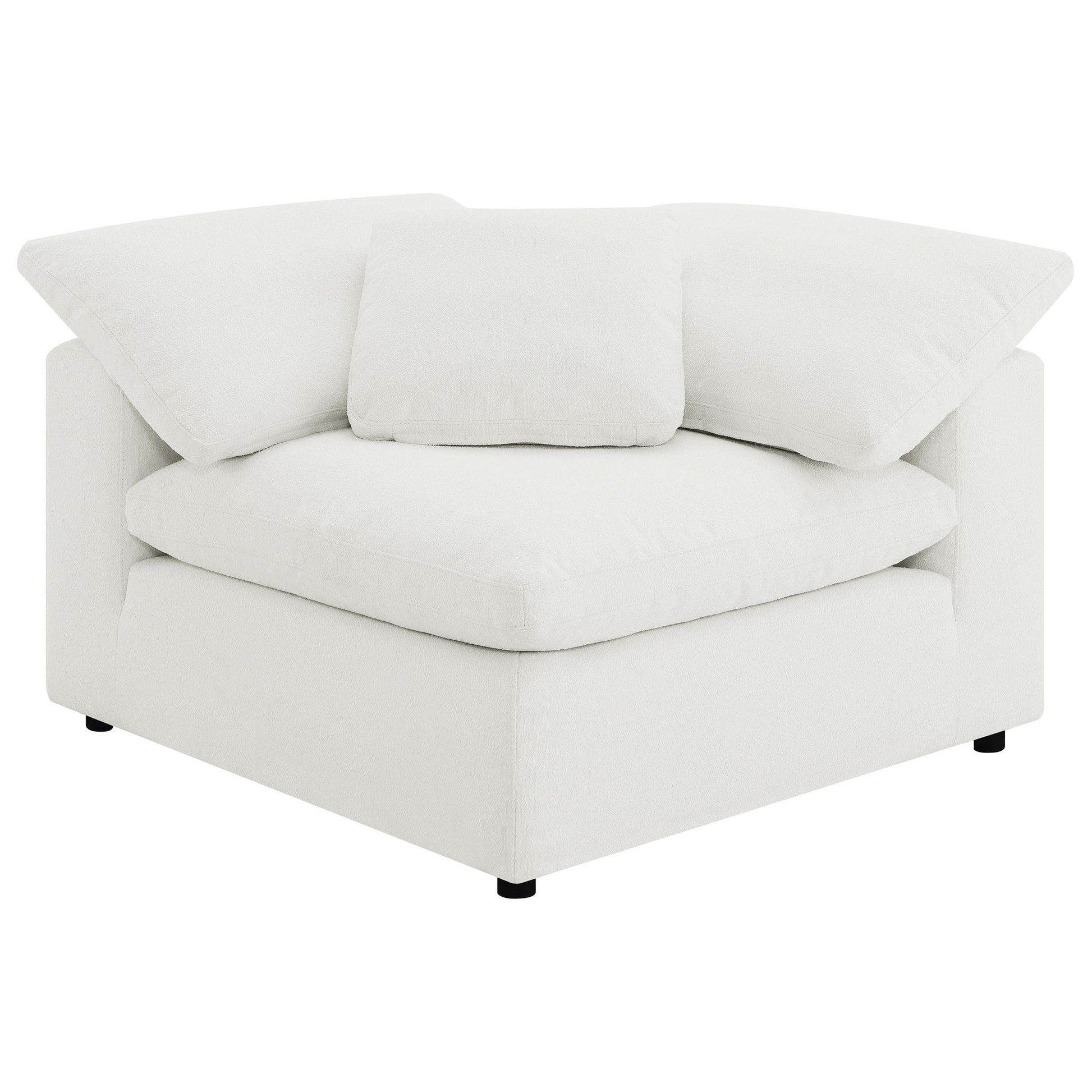 Segoura modular sectional with ottoman in white fabric, 2-piece set by HouseOfZazla on Tampa Home & Garden Store