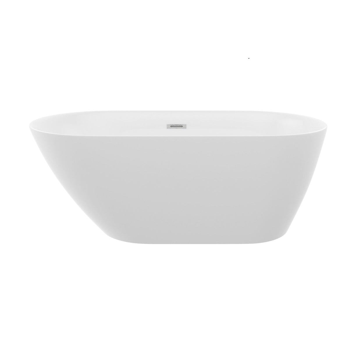 White acrylic freestanding soaking bathtub with oval silhouette and smooth glossy finish on Tampa Home & Garden Store