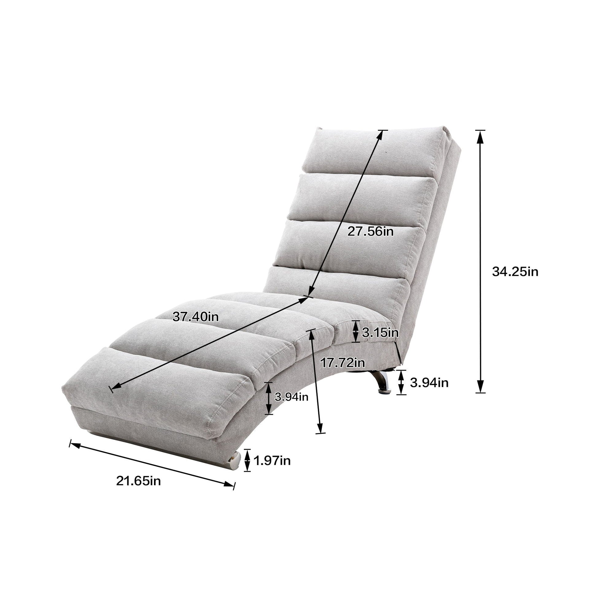 Massage Chaise Lounge indoor with remote control in grey fabric by HouseOfZazla; adjustable backrest on Tampa Home & Garden Store