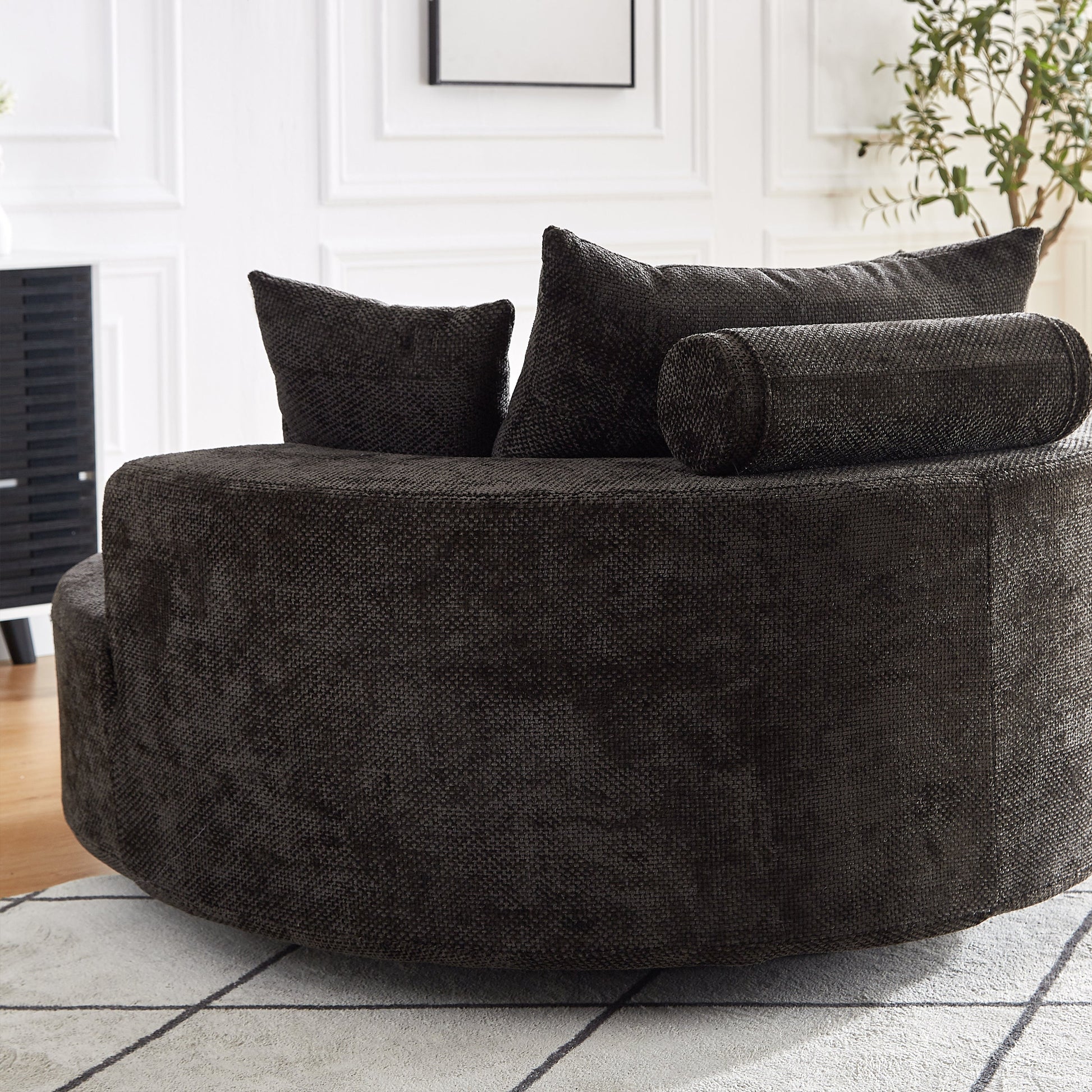 55'' Chenille Foam Single Swivel Chair dark charcoal chenille fabric HouseOfZazla accent chair on Tampa Home & Garden Store